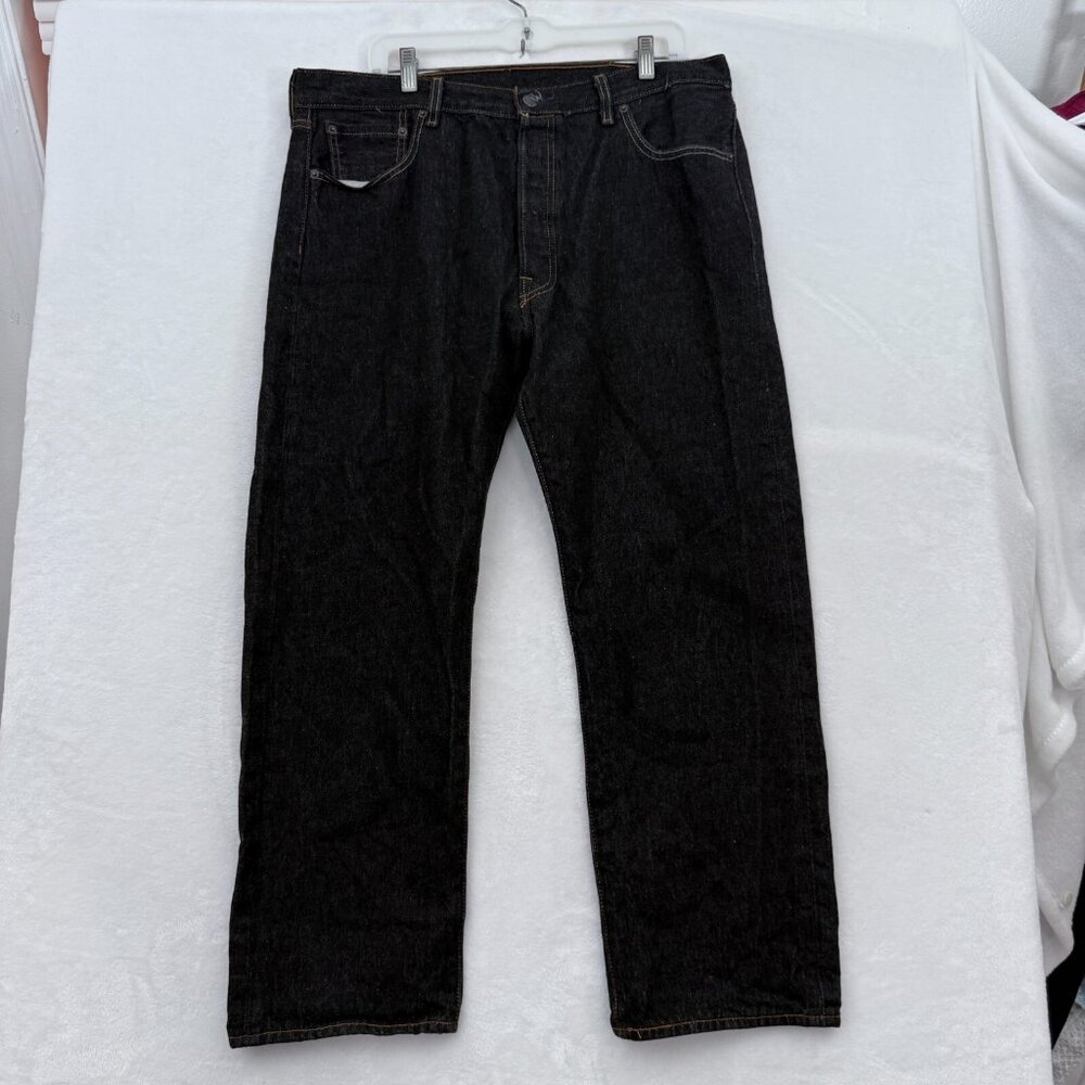 Levis 501 Jeans Mens 38x30 (36x28) Black Straight Leg Button Fly